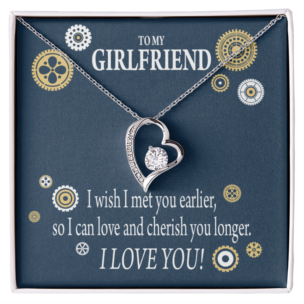 To My Girlfriend You are Cherished Forever Necklace w Message Card-Express Your Love Gifts