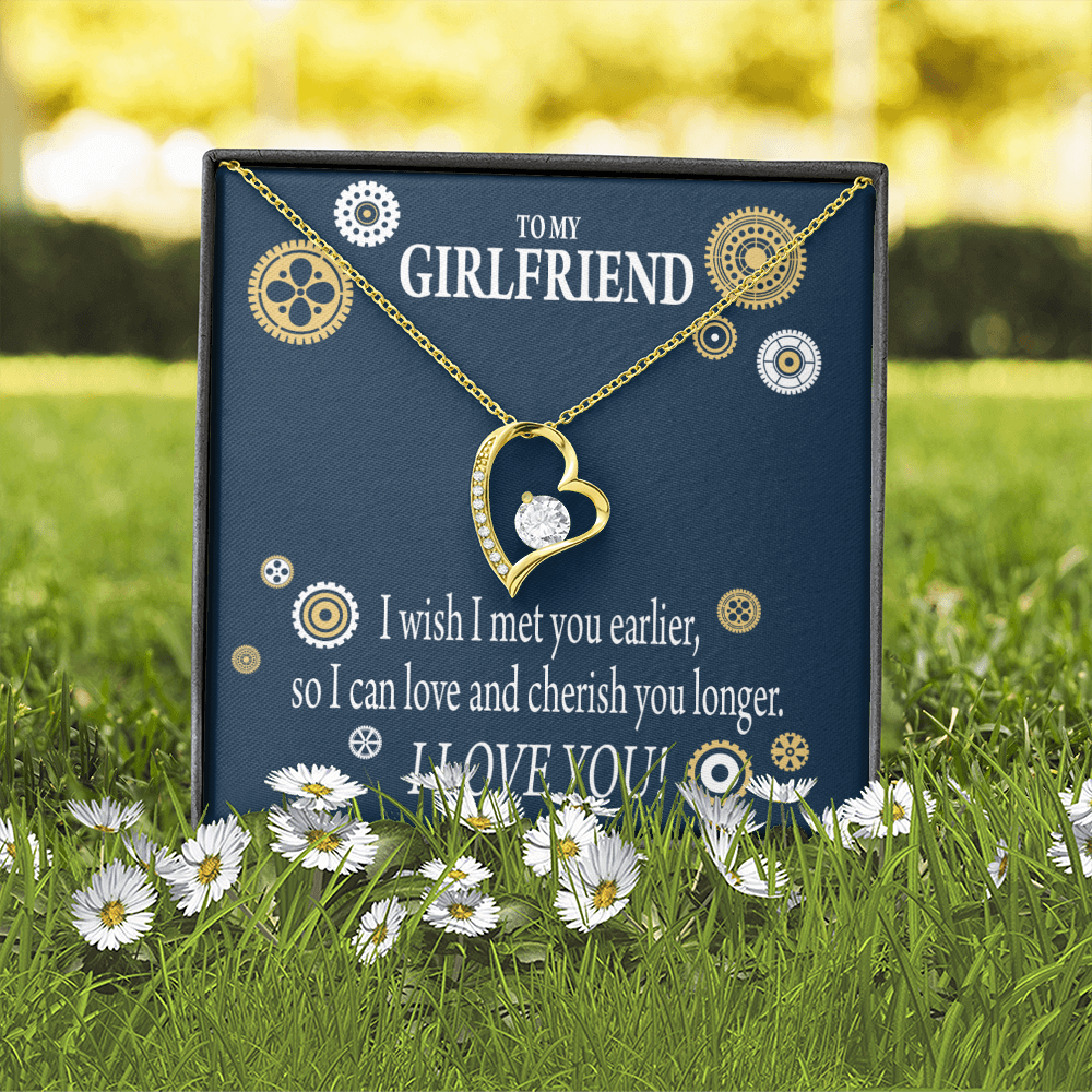 To My Girlfriend You are Cherished Forever Necklace w Message Card-Express Your Love Gifts