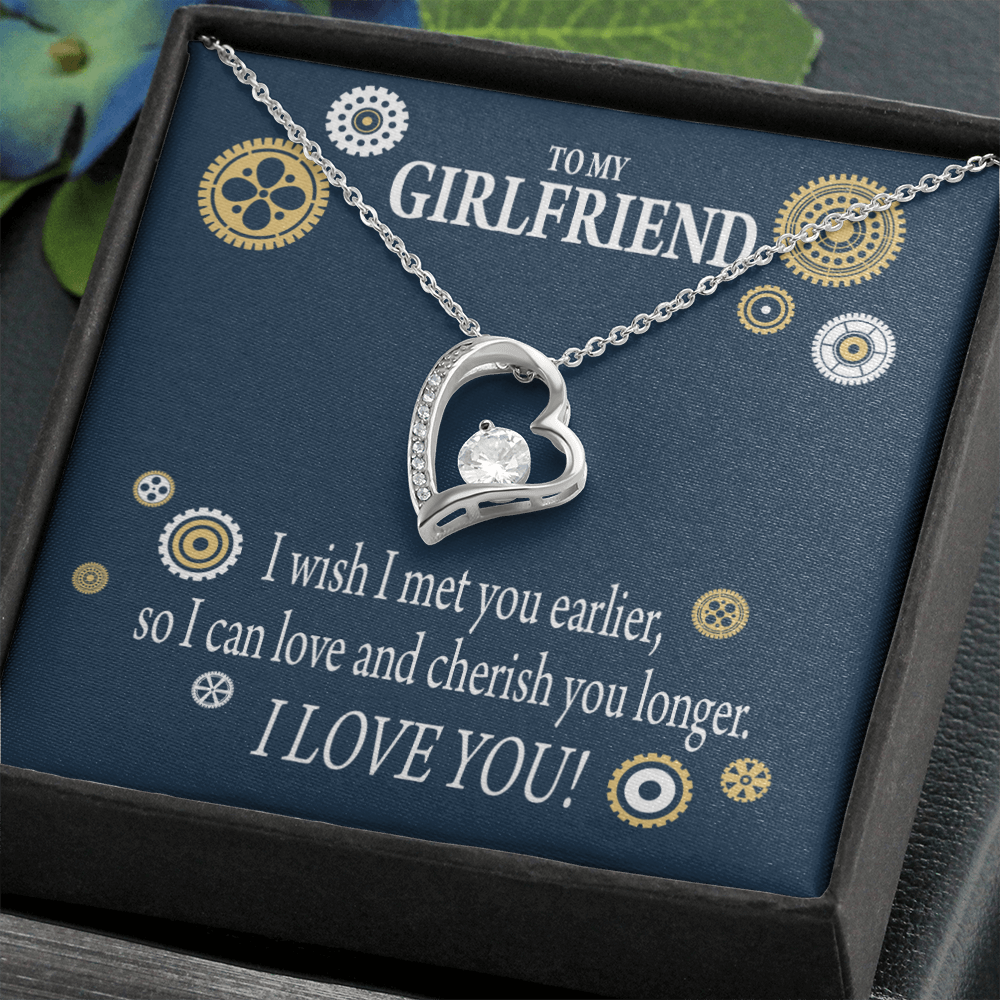 To My Girlfriend You are Cherished Forever Necklace w Message Card-Express Your Love Gifts