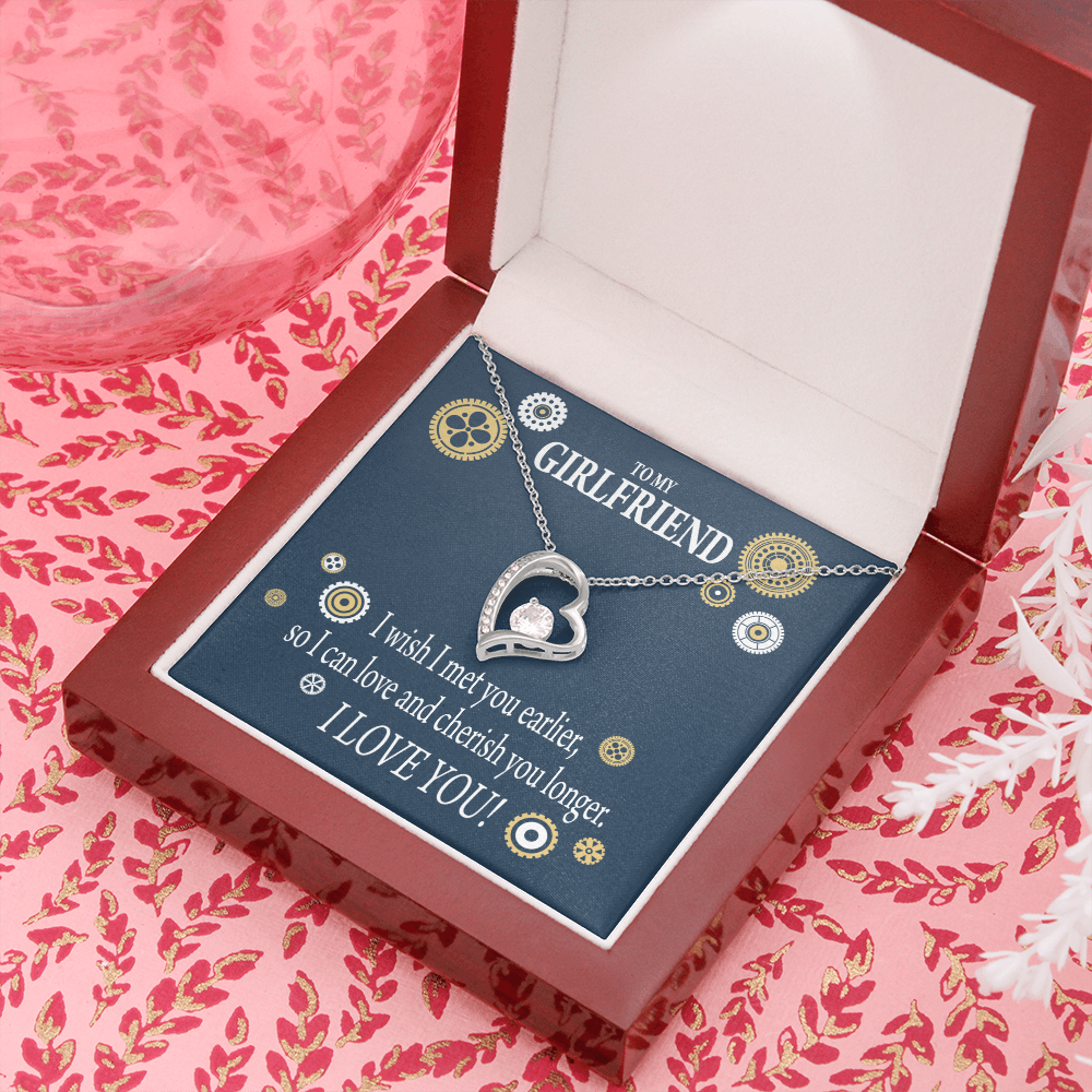To My Girlfriend You are Cherished Forever Necklace w Message Card-Express Your Love Gifts