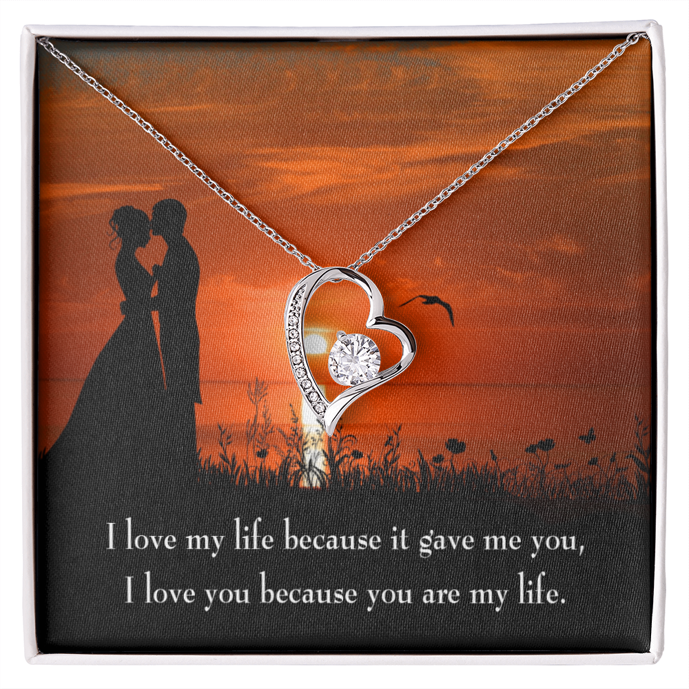 To My Girlfriend You are MY Life Forever Necklace w Message Card-Express Your Love Gifts