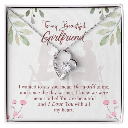 To My Girlfriend You are My World Forever Necklace w Message Card-Express Your Love Gifts