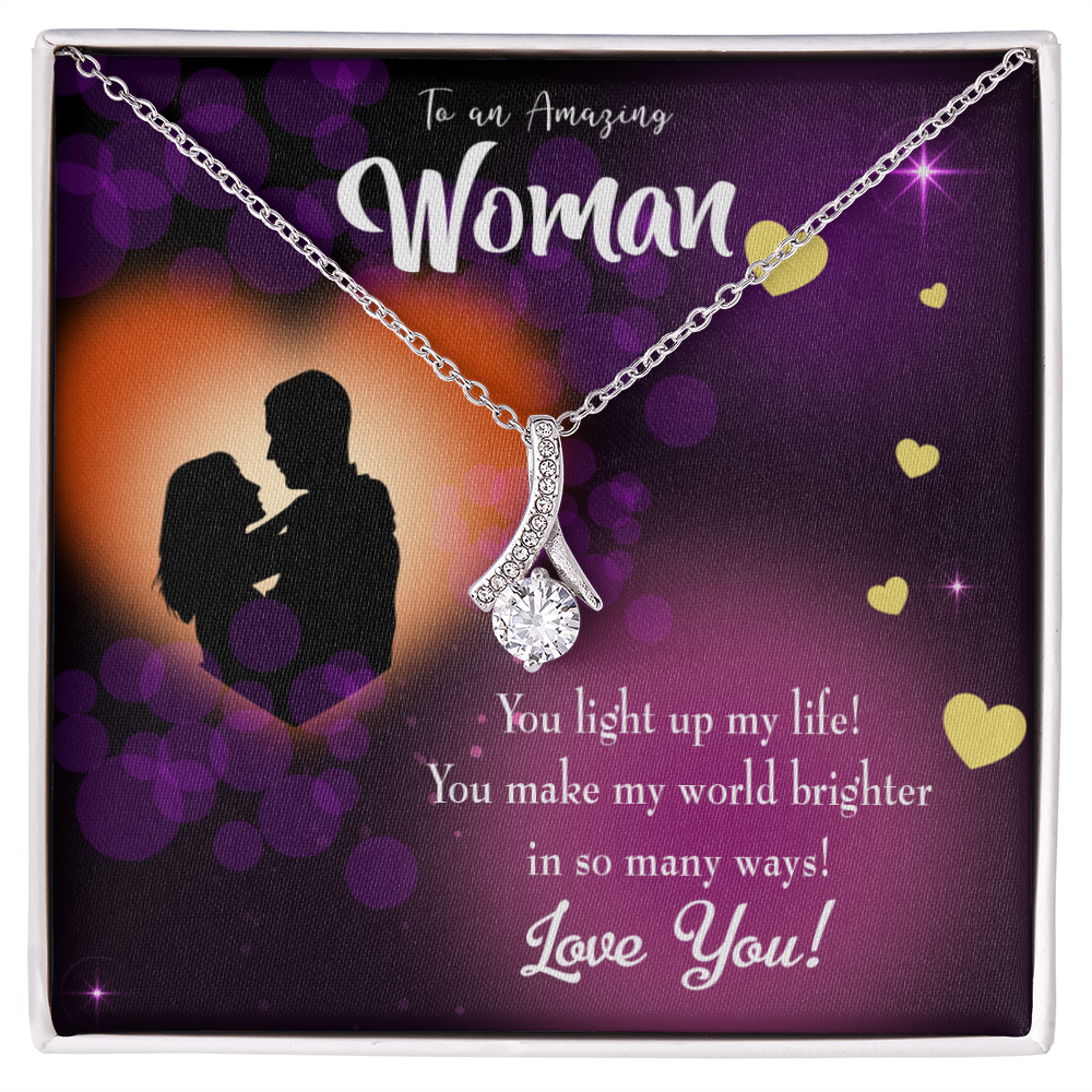 To My Girlfriend You Light up my Life Alluring Ribbon Necklace Message Card-Express Your Love Gifts