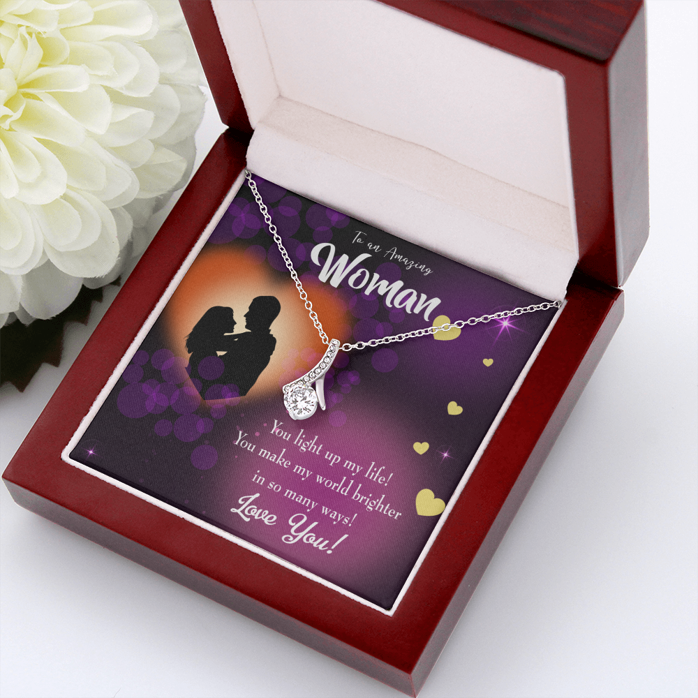 To My Girlfriend You Light up my Life Alluring Ribbon Necklace Message Card-Express Your Love Gifts