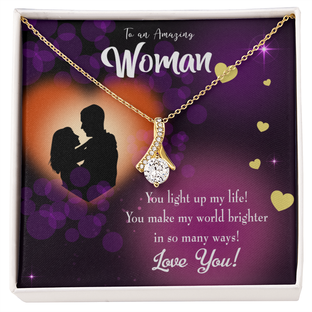 To My Girlfriend You Light up my Life Alluring Ribbon Necklace Message Card-Express Your Love Gifts