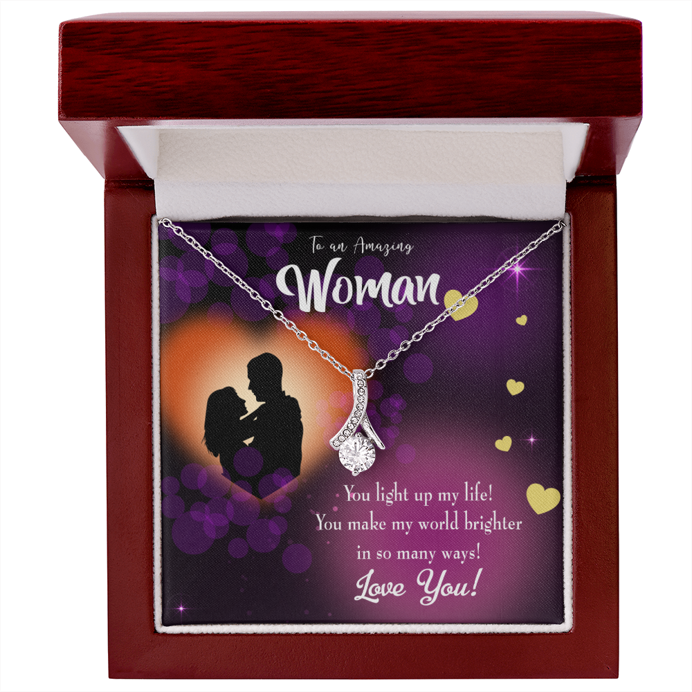 To My Girlfriend You Light up my Life Alluring Ribbon Necklace Message Card-Express Your Love Gifts