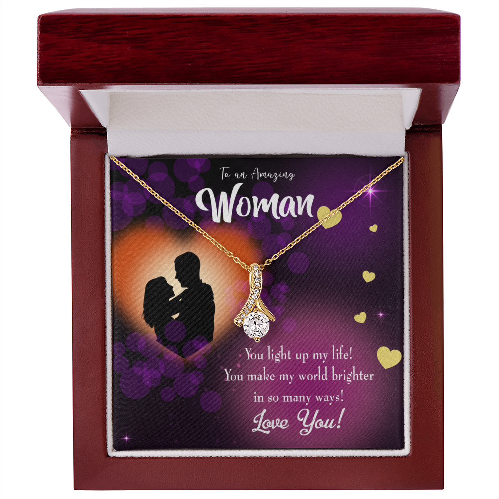 To My Girlfriend You Light up my Life Alluring Ribbon Necklace Message Card-Express Your Love Gifts