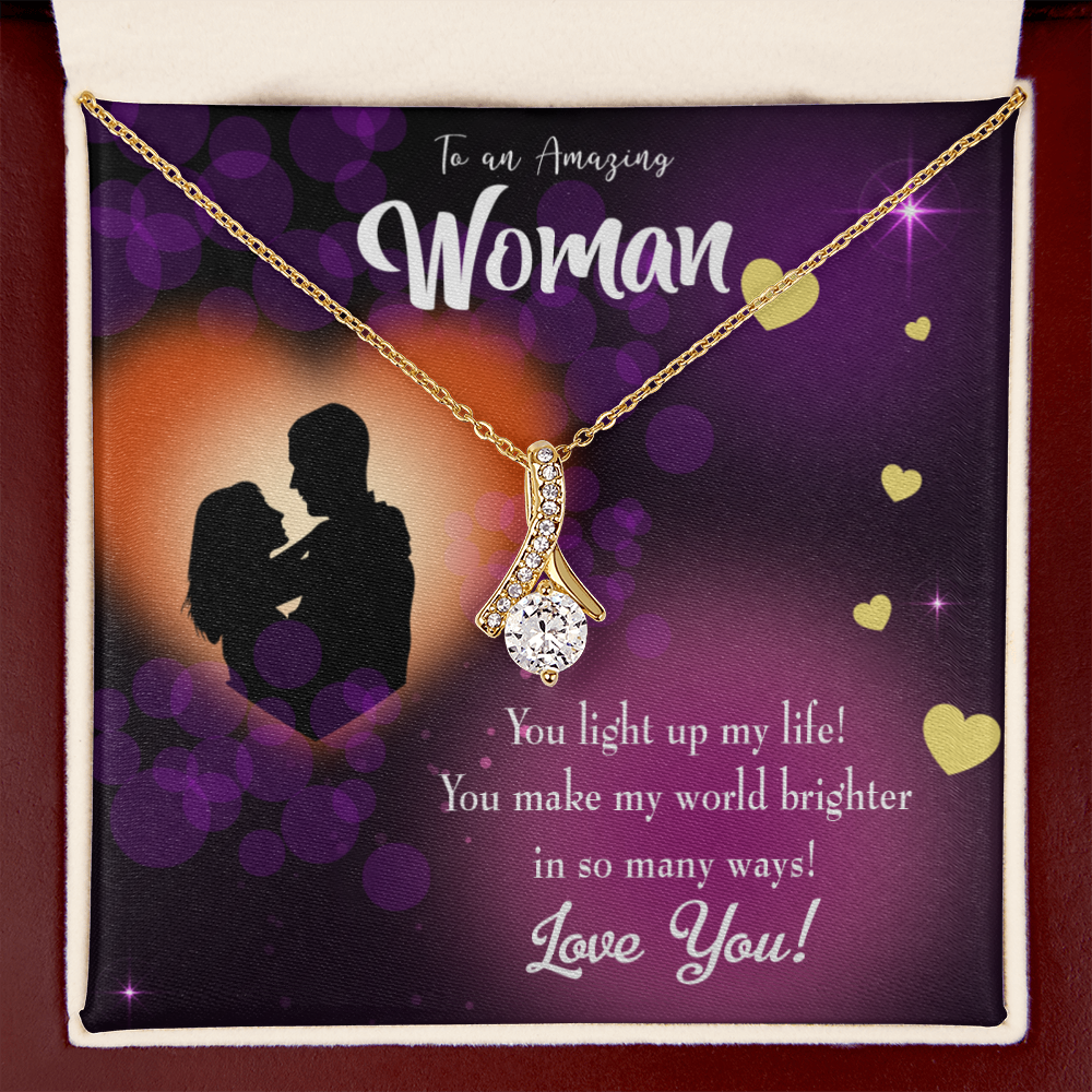 To My Girlfriend You Light up my Life Alluring Ribbon Necklace Message Card-Express Your Love Gifts