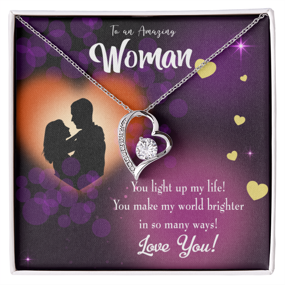 To My Girlfriend You Light up my Life Forever Necklace w Message Card-Express Your Love Gifts