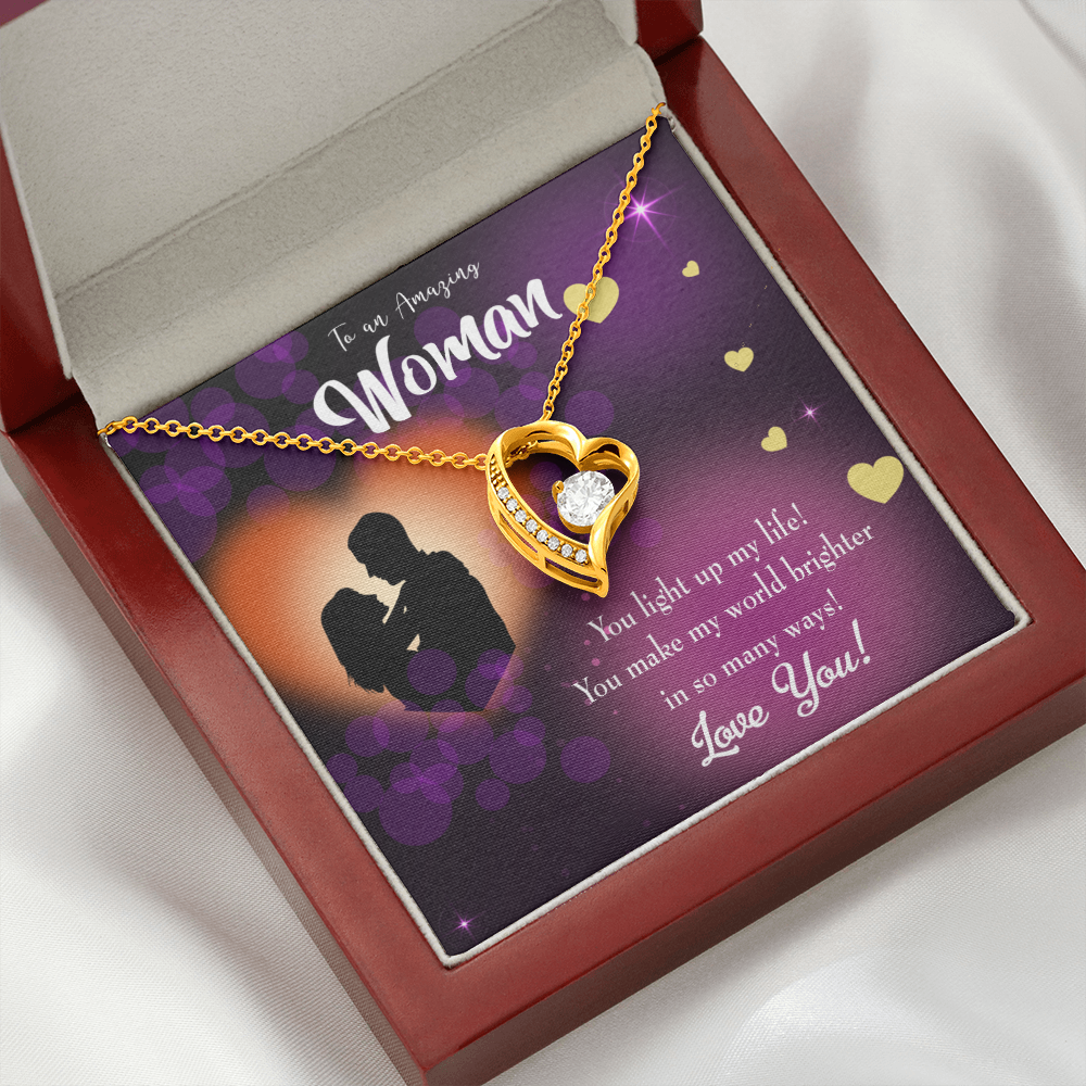 To My Girlfriend You Light up my Life Forever Necklace w Message Card-Express Your Love Gifts