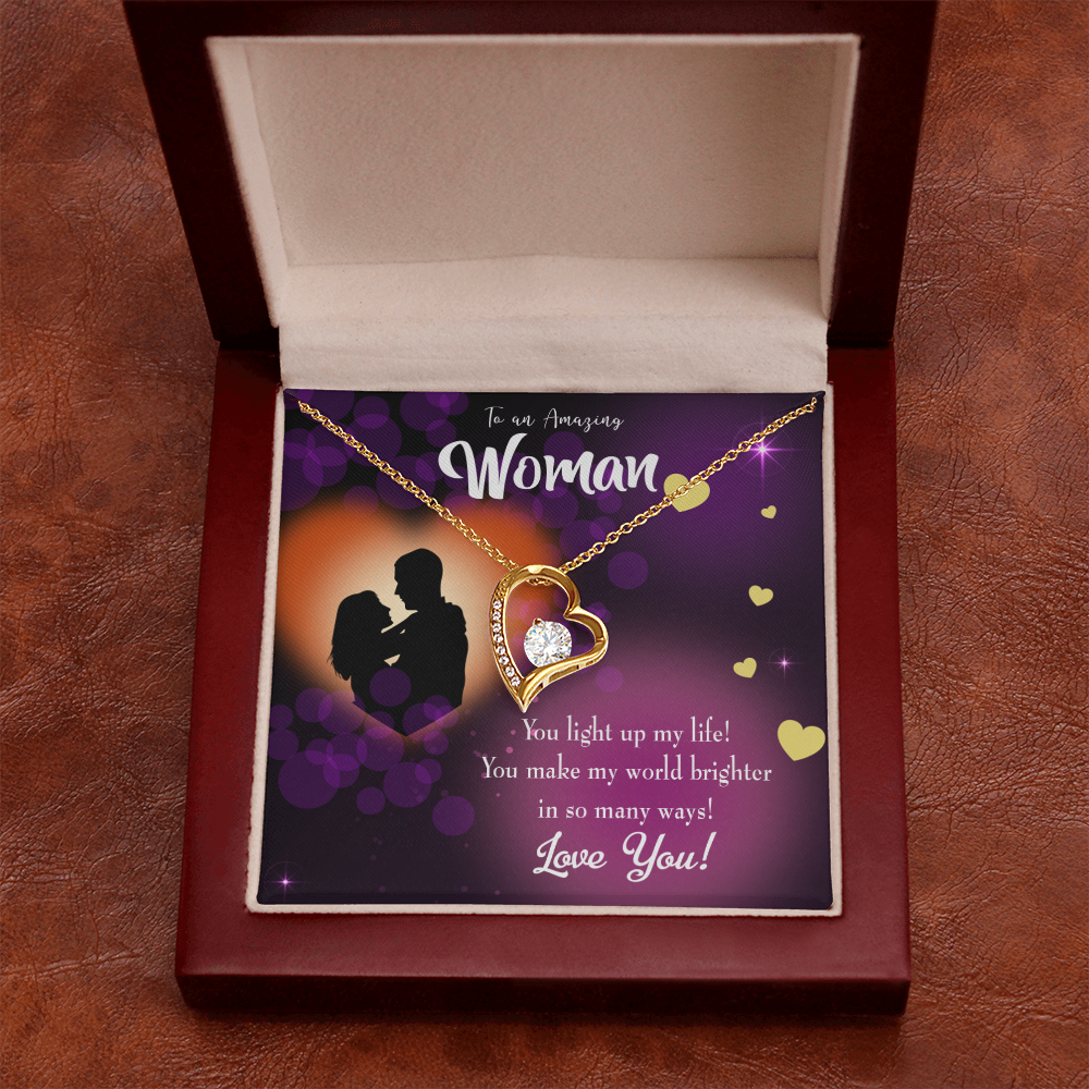 To My Girlfriend You Light up my Life Forever Necklace w Message Card-Express Your Love Gifts