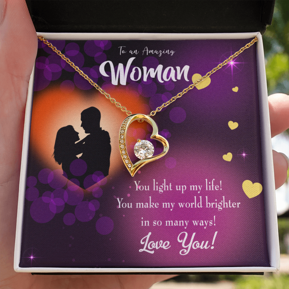 To My Girlfriend You Light up my Life Forever Necklace w Message Card-Express Your Love Gifts