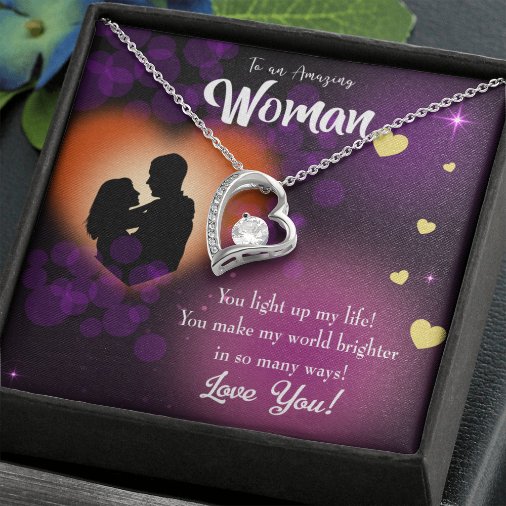 To My Girlfriend You Light up my Life Forever Necklace w Message Card-Express Your Love Gifts