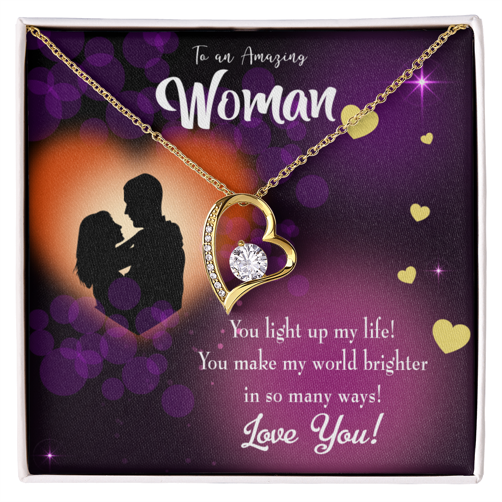 To My Girlfriend You Light up my Life Forever Necklace w Message Card-Express Your Love Gifts