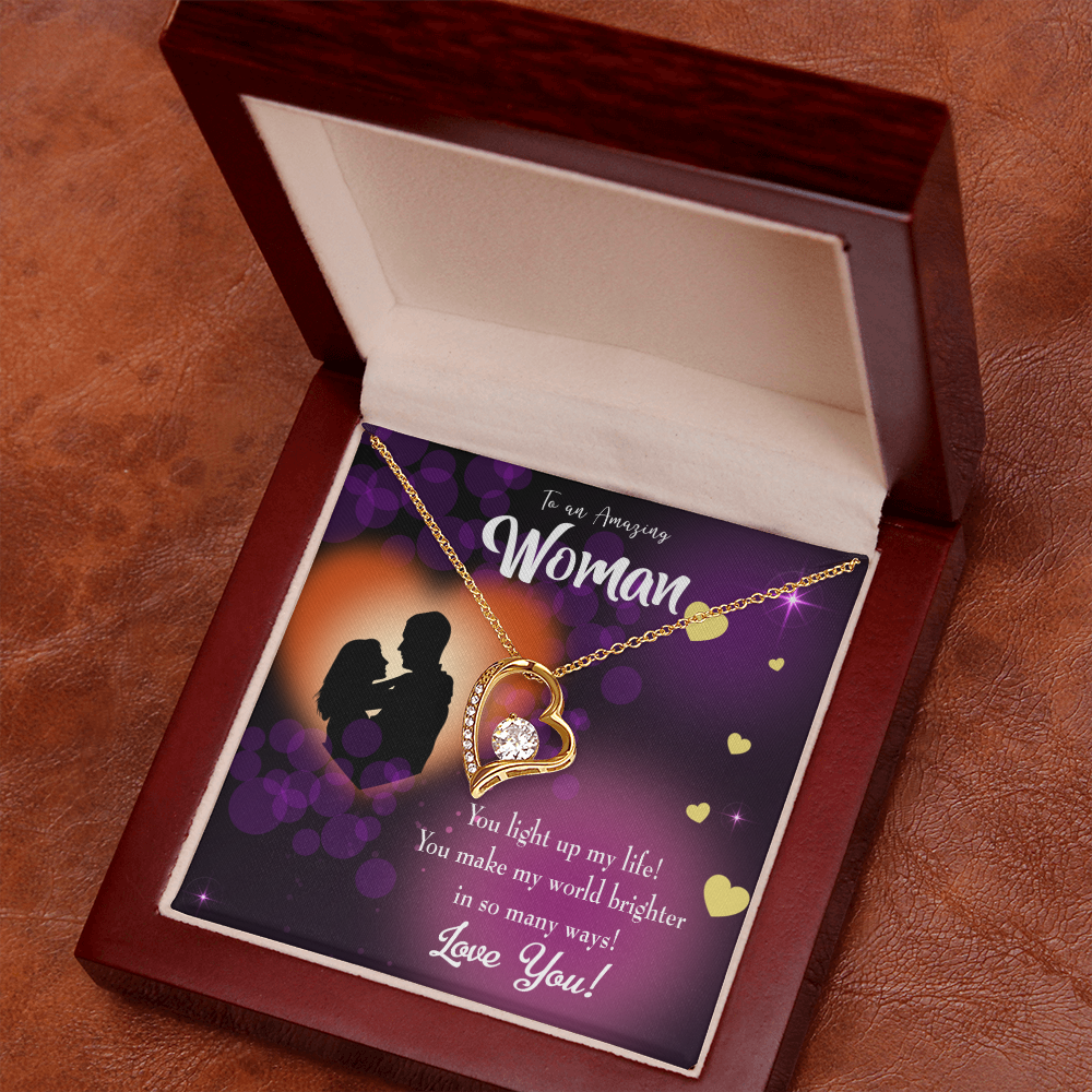 To My Girlfriend You Light up my Life Forever Necklace w Message Card-Express Your Love Gifts