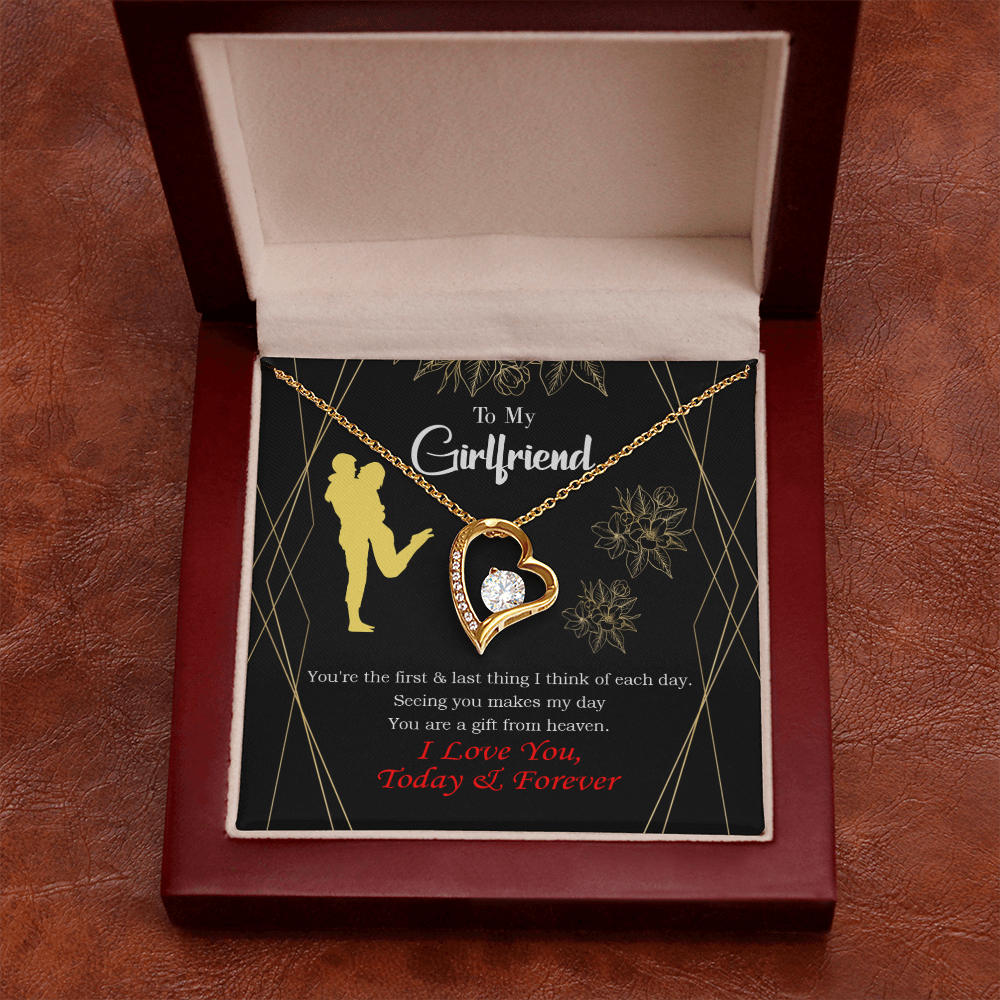 To My Girlfriend You Make my Day Forever Necklace w Message Card-Express Your Love Gifts