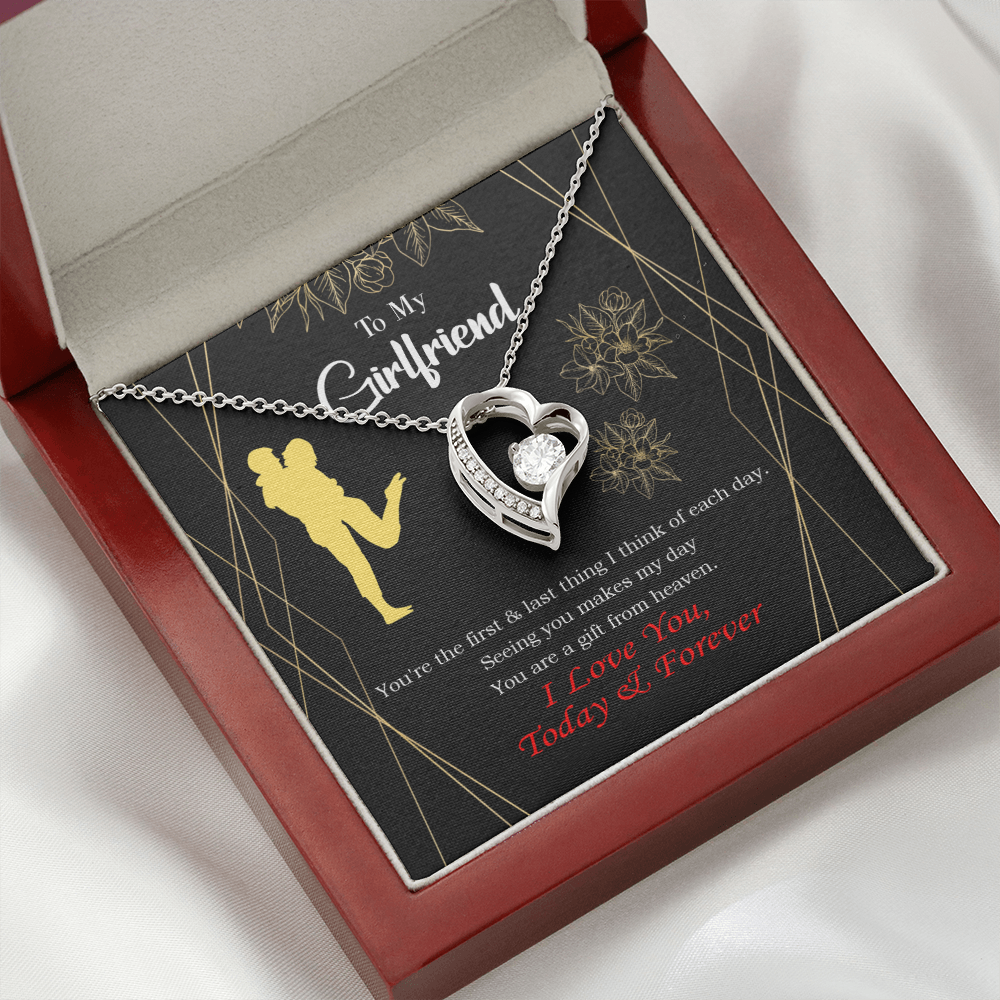 To My Girlfriend You Make my Day Forever Necklace w Message Card-Express Your Love Gifts