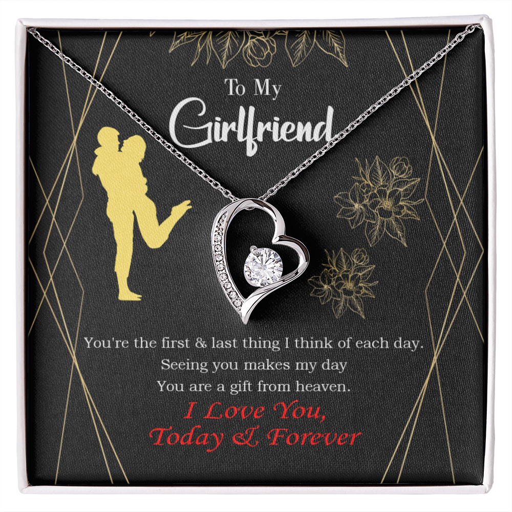 To My Girlfriend You Make my Day Forever Necklace w Message Card-Express Your Love Gifts