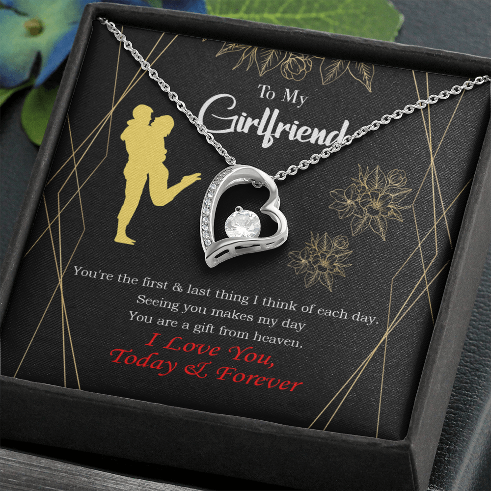 To My Girlfriend You Make my Day Forever Necklace w Message Card-Express Your Love Gifts