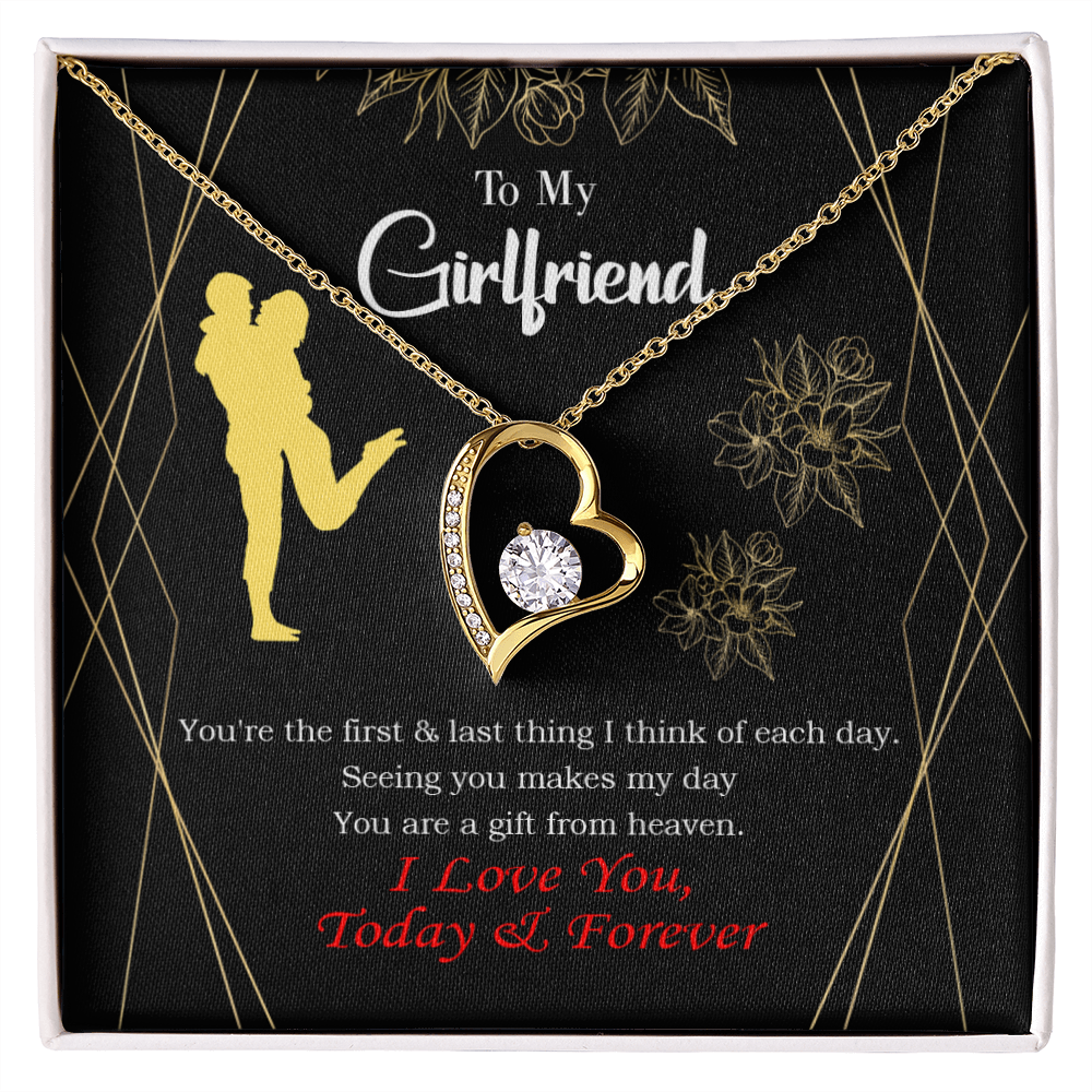 To My Girlfriend You Make my Day Forever Necklace w Message Card-Express Your Love Gifts