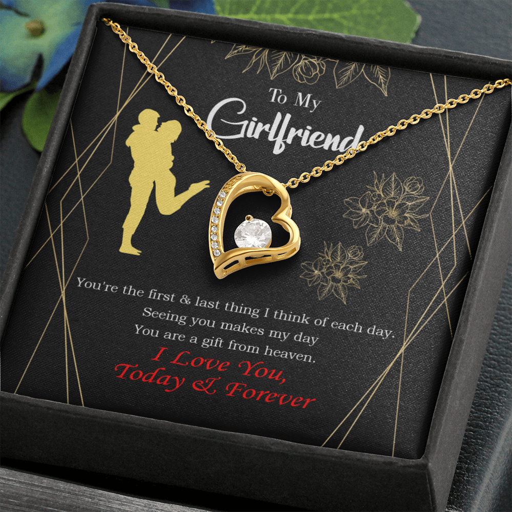 To My Girlfriend You Make my Day Forever Necklace w Message Card-Express Your Love Gifts