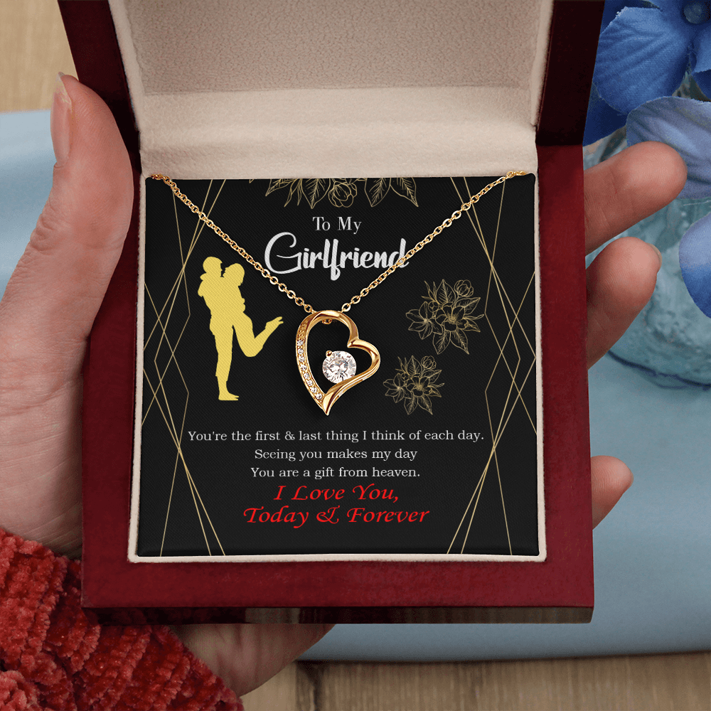 To My Girlfriend You Make my Day Forever Necklace w Message Card-Express Your Love Gifts