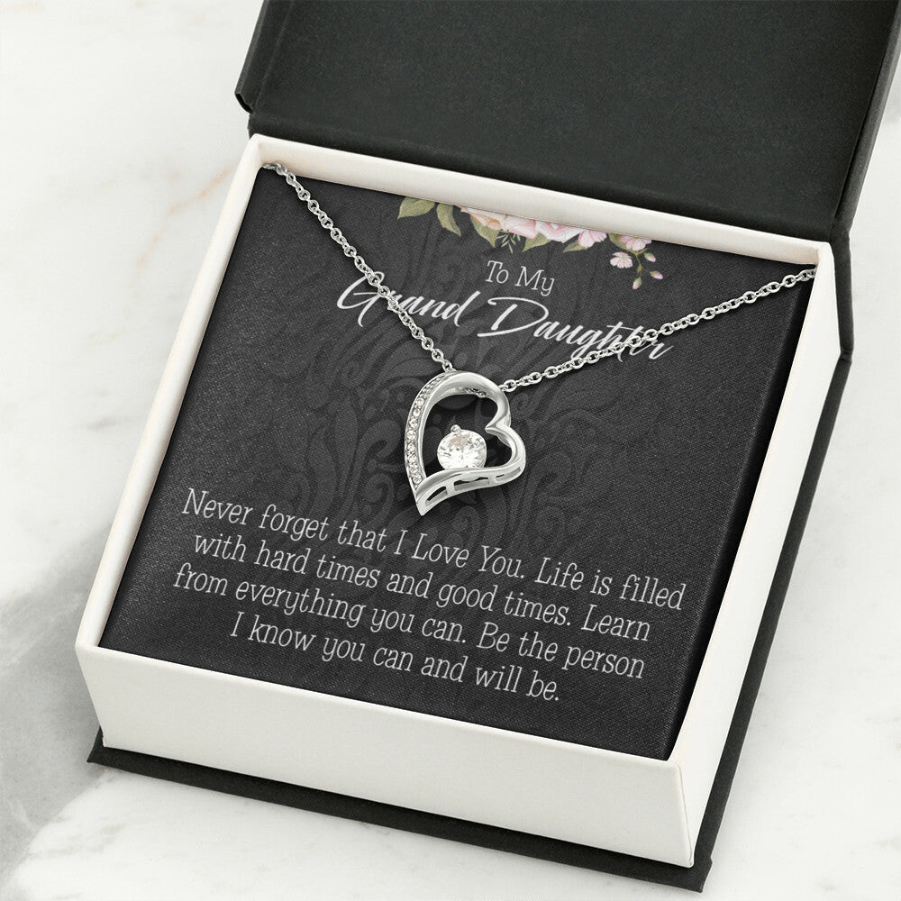 To My Granddaughter Always be Safe Forever Necklace w Message Card-Express Your Love Gifts