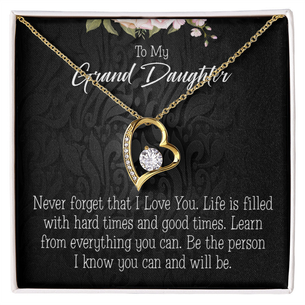 To My Granddaughter Always be Safe Forever Necklace w Message Card-Express Your Love Gifts
