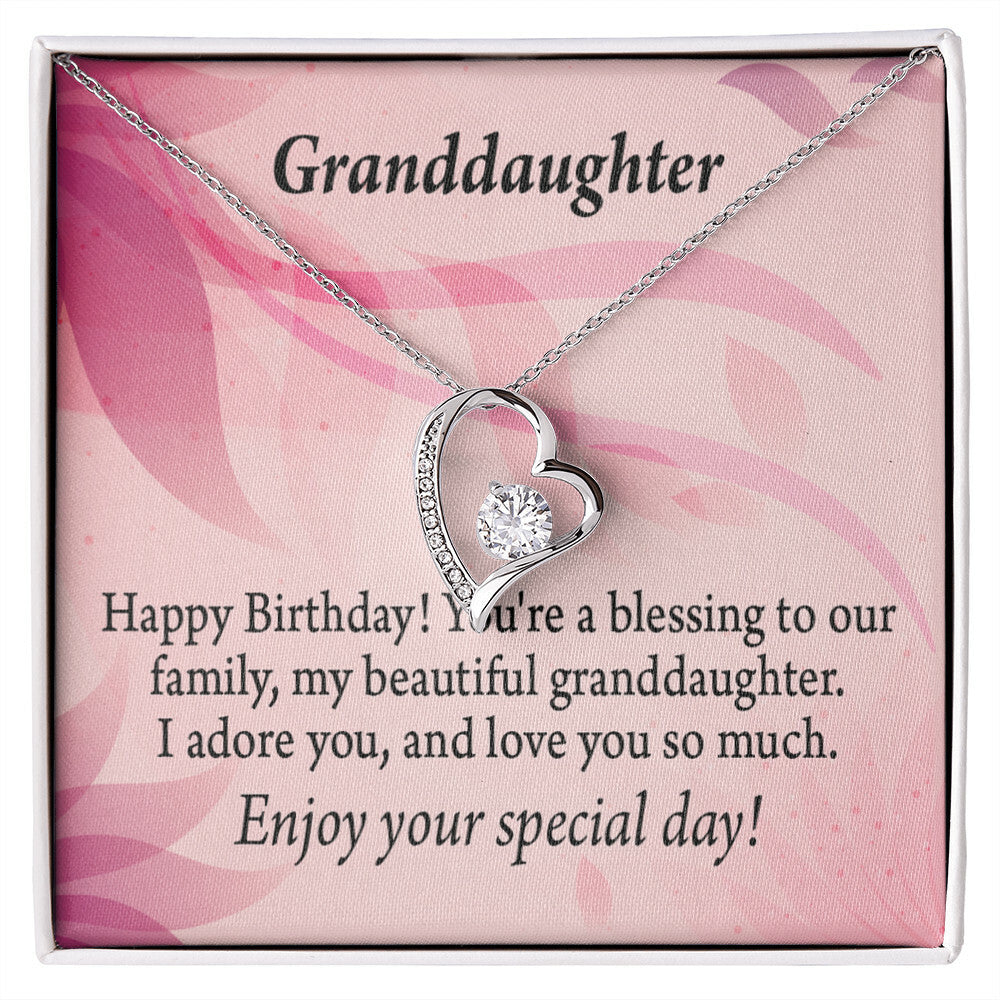 To My Granddaughter Beautiful Granddaughter Birthday Message Forever Necklace w Message Card-Express Your Love Gifts