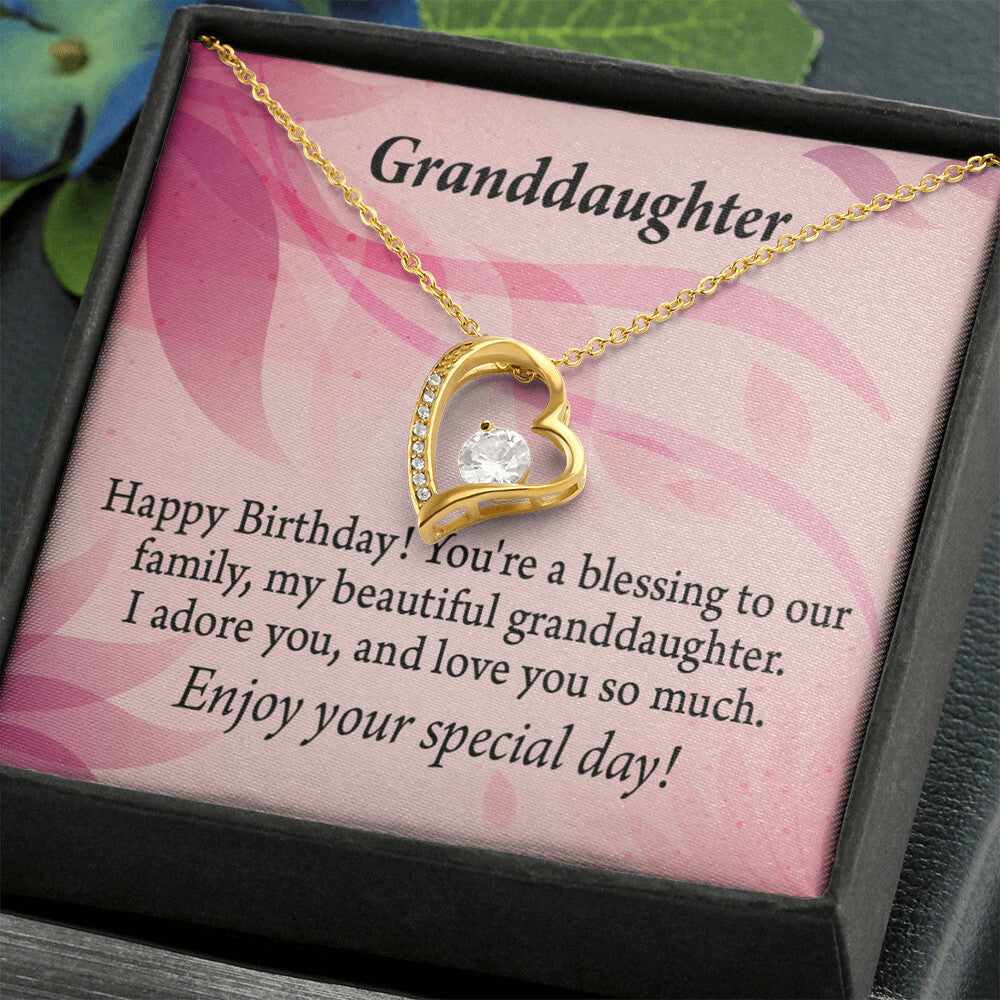 To My Granddaughter Beautiful Granddaughter Birthday Message Forever Necklace w Message Card-Express Your Love Gifts