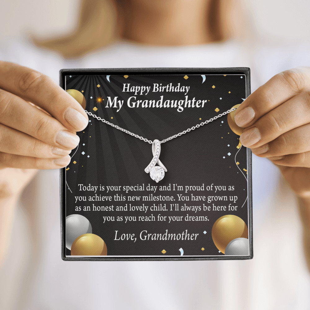 To My Granddaughter Birthday Card For Granddaughter Alluring Ribbon Necklace Message Card-Express Your Love Gifts