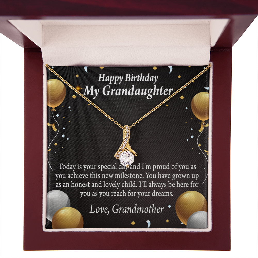 To My Granddaughter Birthday Card For Granddaughter Alluring Ribbon Necklace Message Card-Express Your Love Gifts