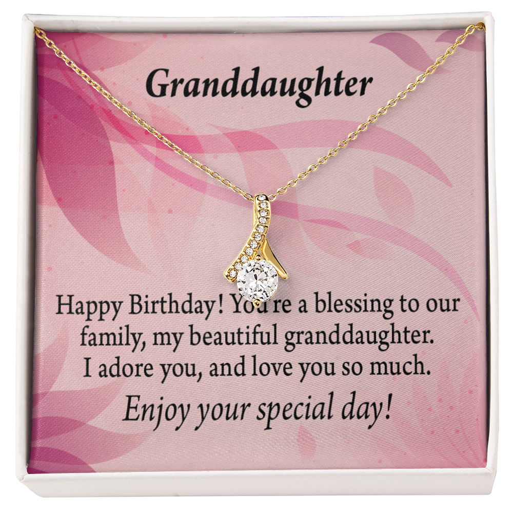 To My Granddaughter Birthday Granddaughter Alluring Ribbon Necklace Message Card-Express Your Love Gifts