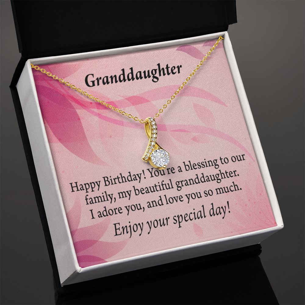 To My Granddaughter Birthday Granddaughter Alluring Ribbon Necklace Message Card-Express Your Love Gifts