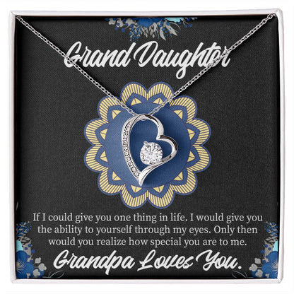 To My Granddaughter Encouragement From Grandpa Forever Necklace w Message Card-Express Your Love Gifts