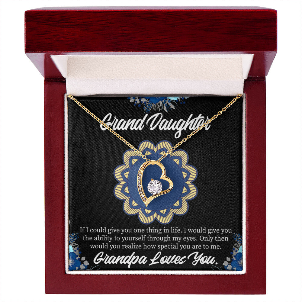 To My Granddaughter Encouragement From Grandpa Forever Necklace w Message Card-Express Your Love Gifts