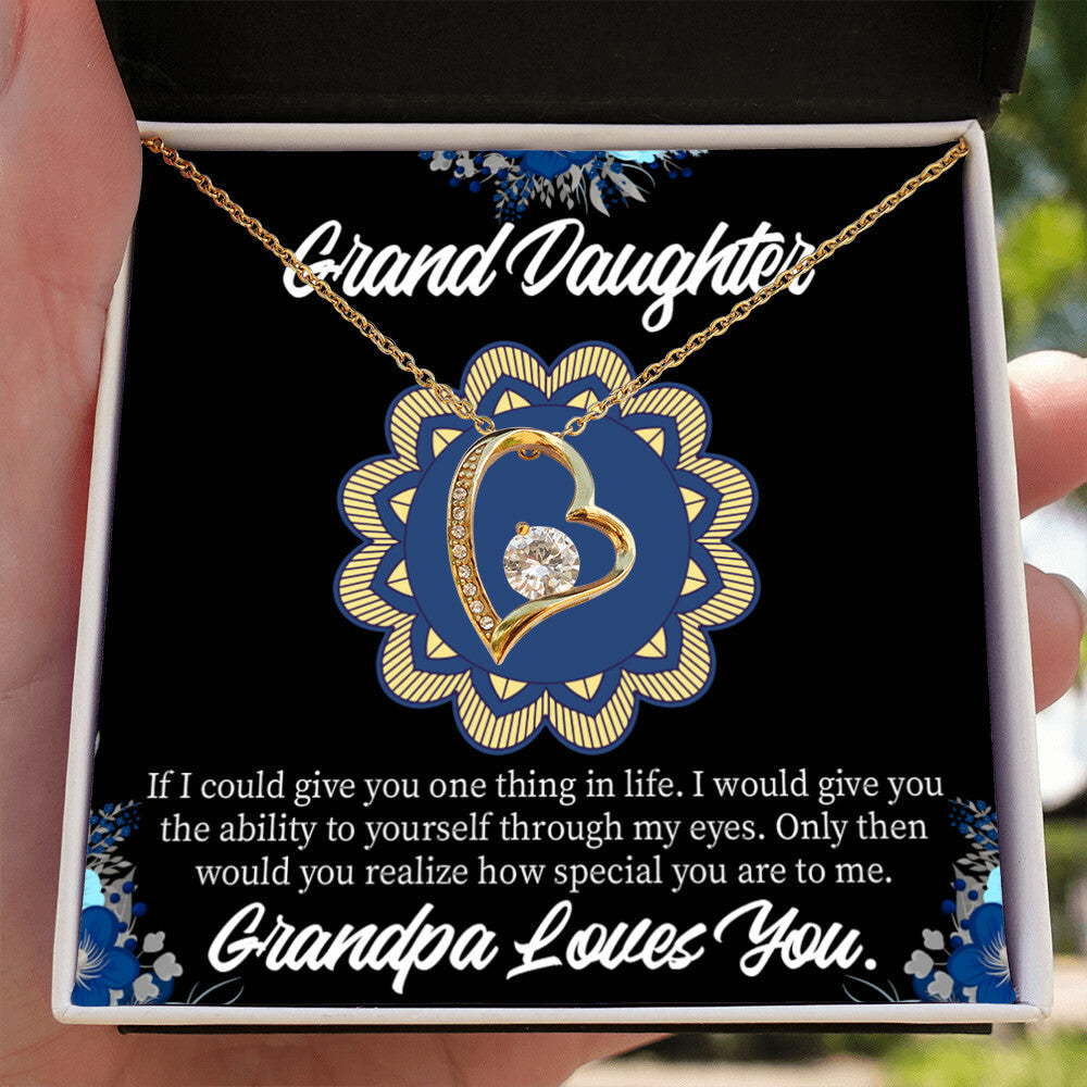 To My Granddaughter Encouragement From Grandpa Forever Necklace w Message Card-Express Your Love Gifts