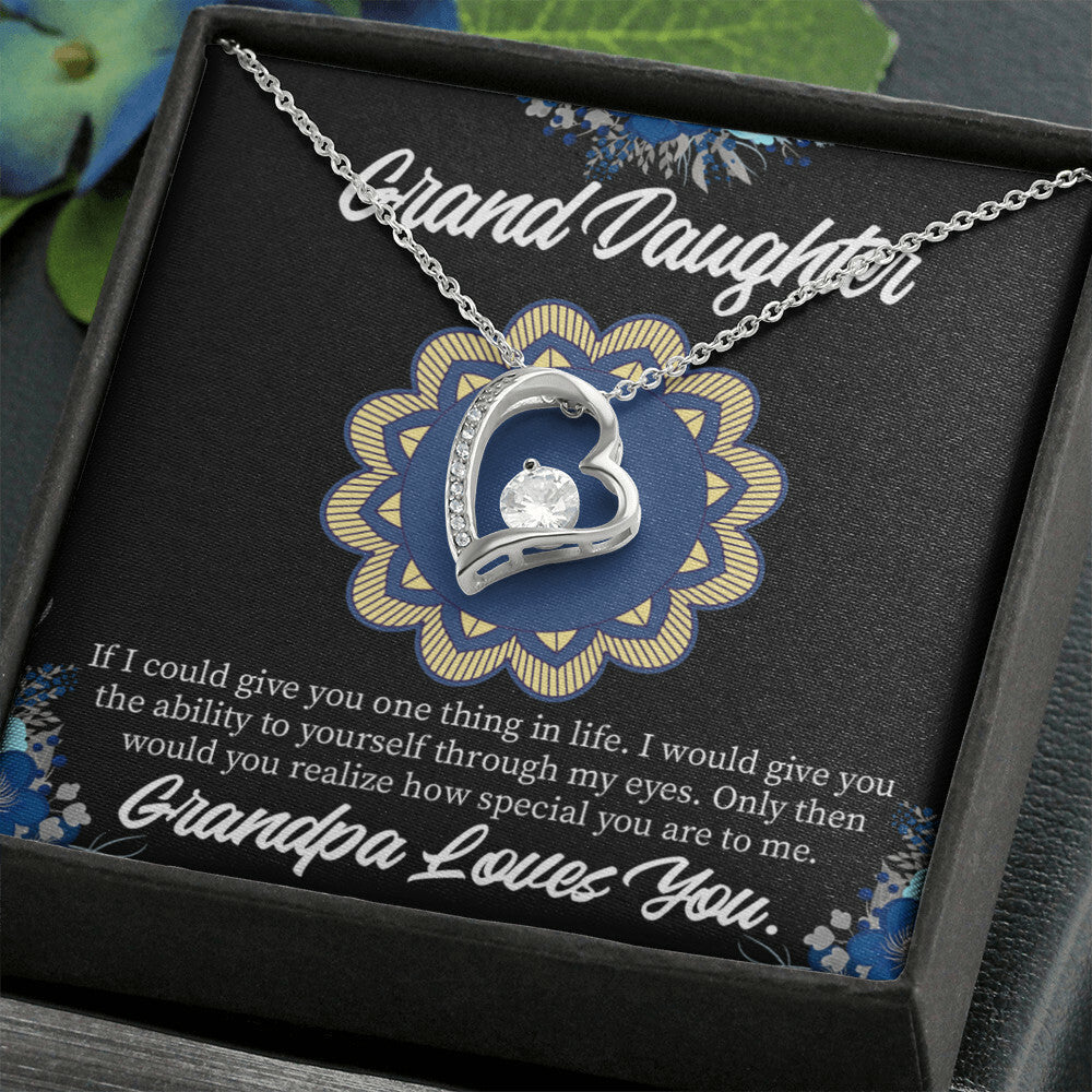 To My Granddaughter Encouragement From Grandpa Forever Necklace w Message Card-Express Your Love Gifts