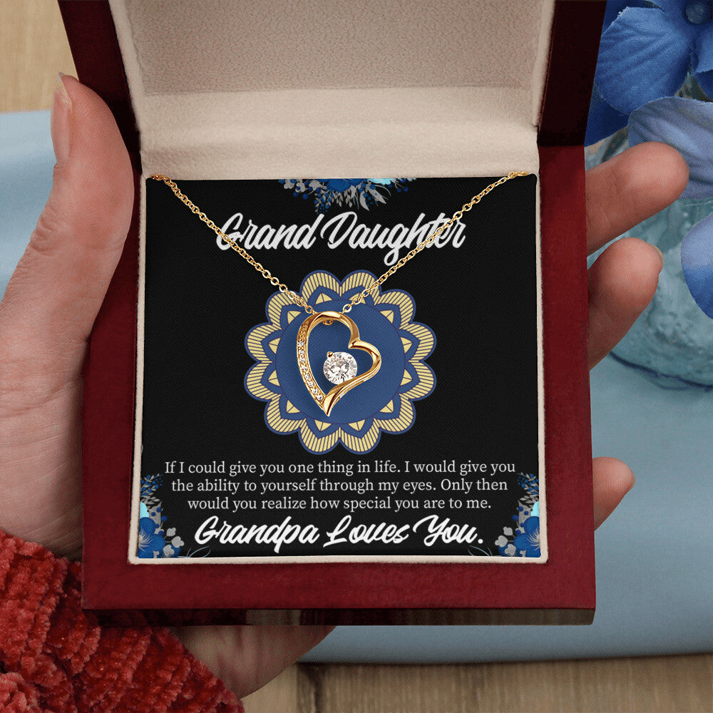 To My Granddaughter Encouragement From Grandpa Forever Necklace w Message Card-Express Your Love Gifts