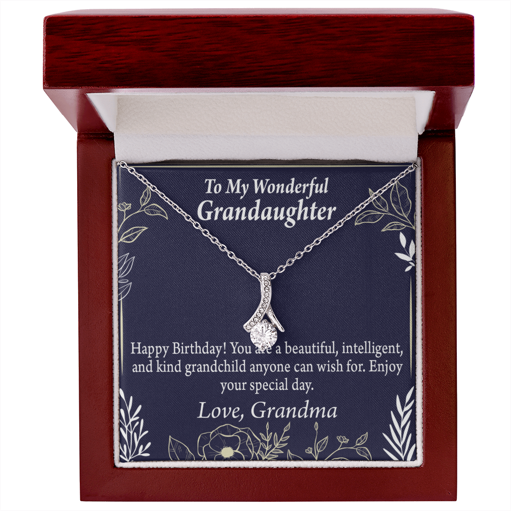 To My Granddaughter Granddaughter Birthday Gift Alluring Ribbon Necklace Message Card-Express Your Love Gifts