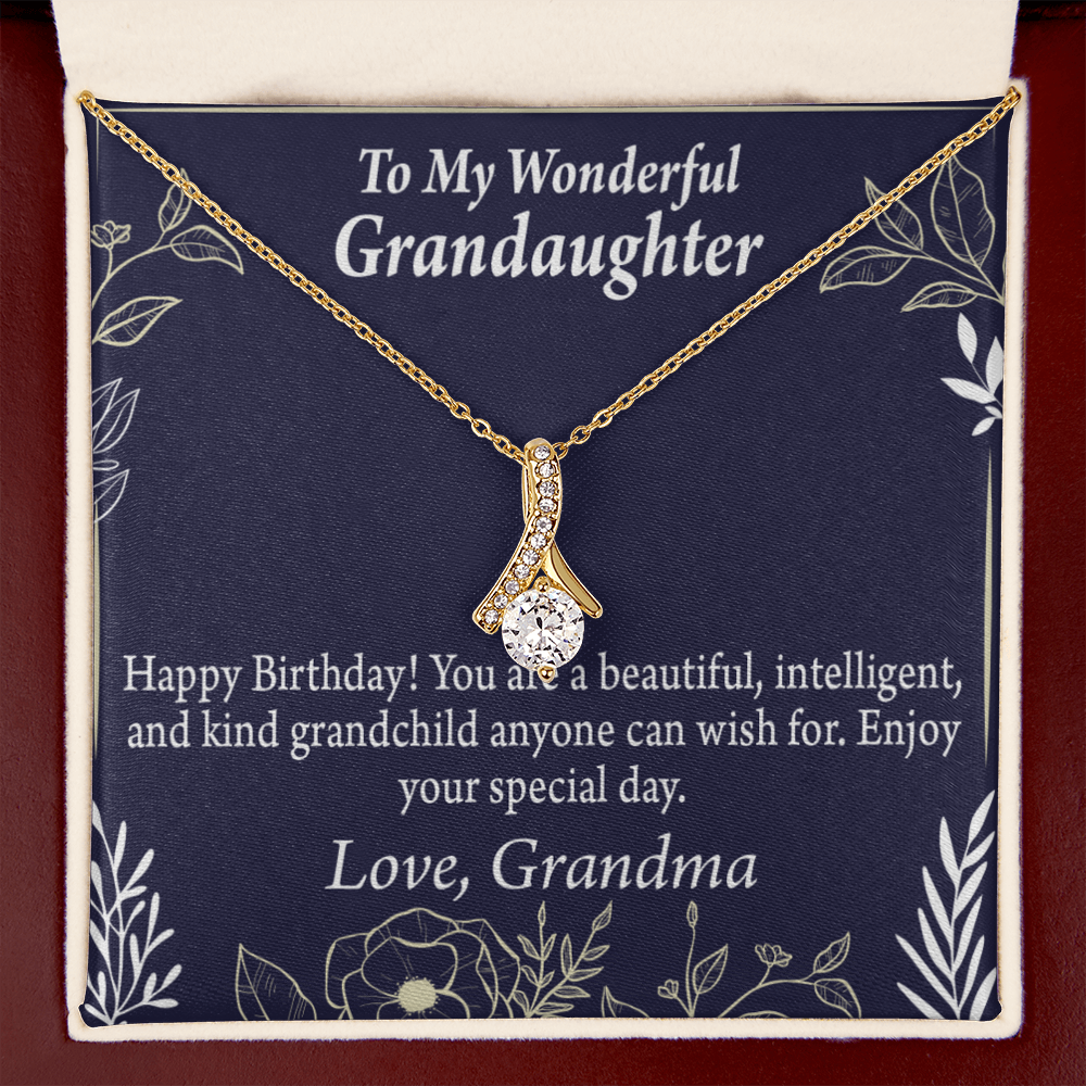 To My Granddaughter Granddaughter Birthday Gift Alluring Ribbon Necklace Message Card-Express Your Love Gifts