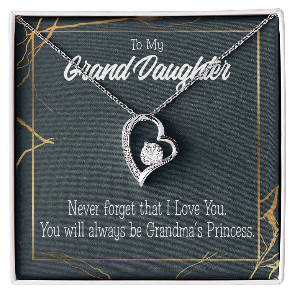 To My Granddaughter Grandma's Princess Forever Necklace w Message Card-Express Your Love Gifts