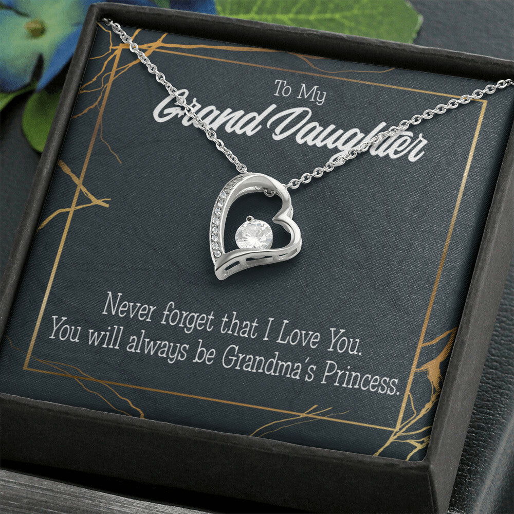 To My Granddaughter Grandma's Princess Forever Necklace w Message Card-Express Your Love Gifts