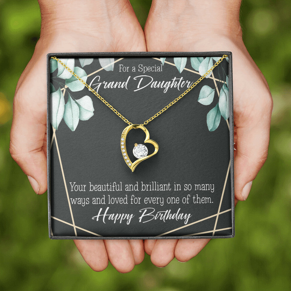 To My Granddaughter Happy Birthday Granddaughter Forever Necklace w Message Card-Express Your Love Gifts