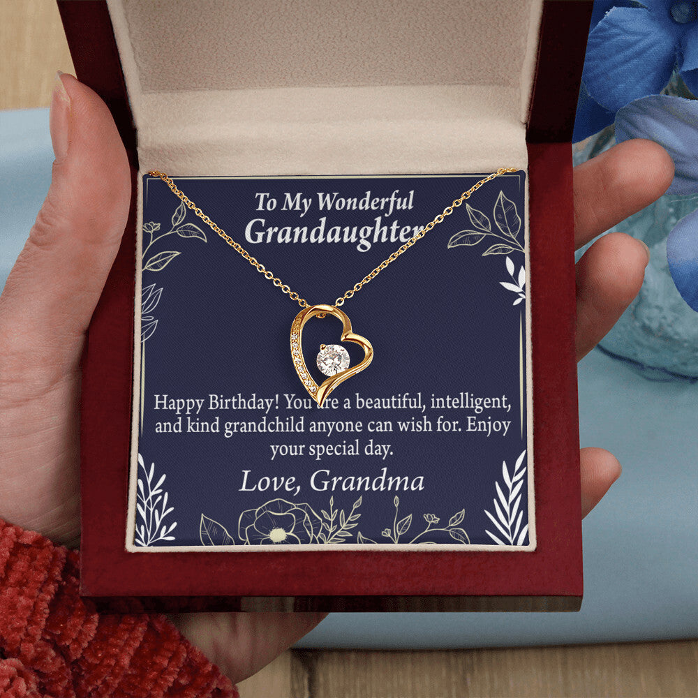 To My Granddaughter Kind Grandchild Birthday Message From Grandma Forever Necklace w Message Card-Express Your Love Gifts