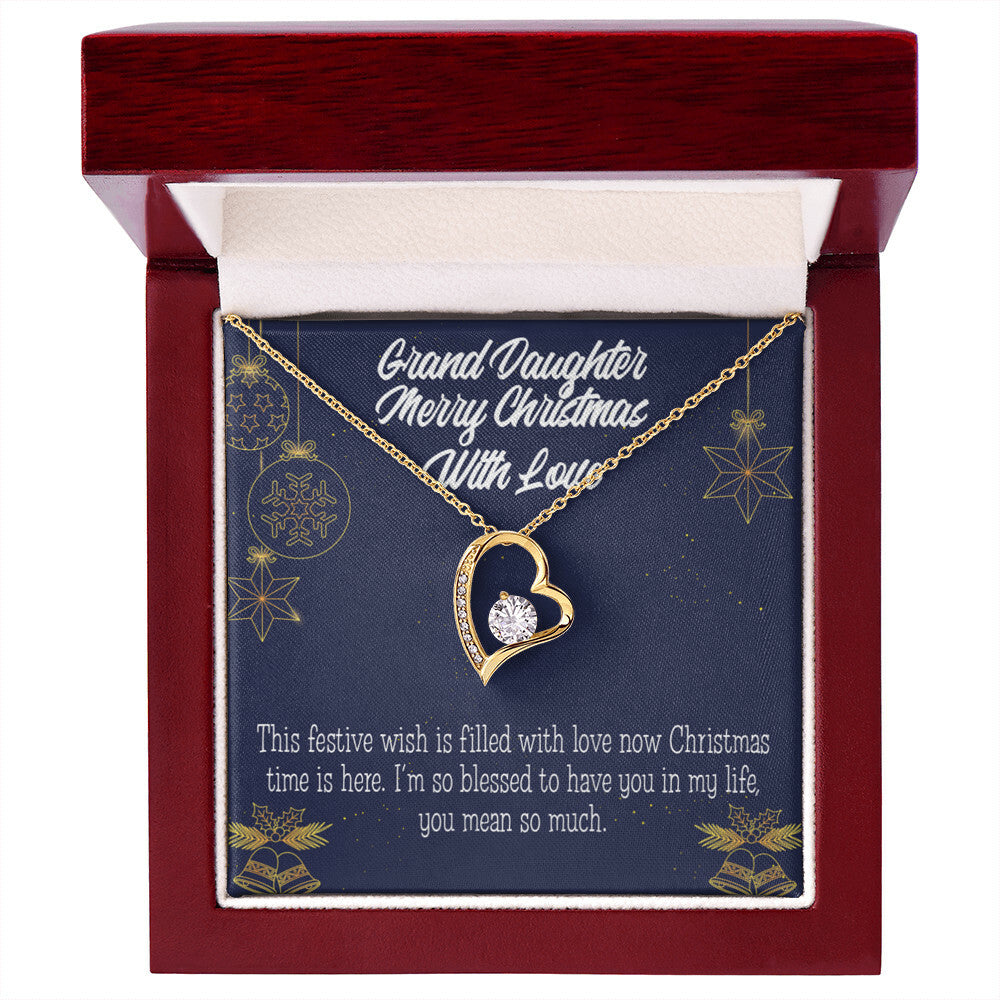 To My Granddaughter Merry Christmas With Love Forever Necklace w Message Card-Express Your Love Gifts