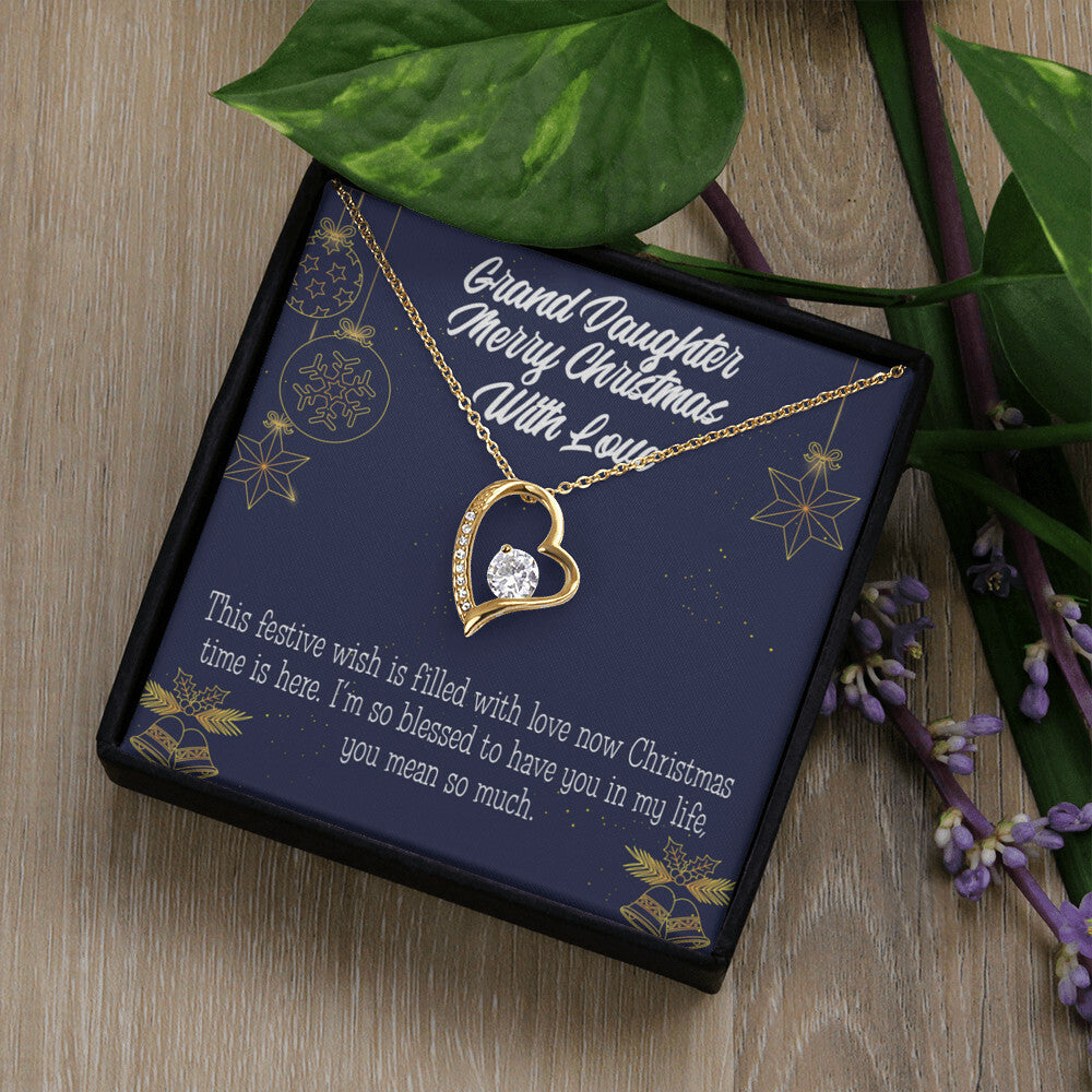 To My Granddaughter Merry Christmas With Love Forever Necklace w Message Card-Express Your Love Gifts