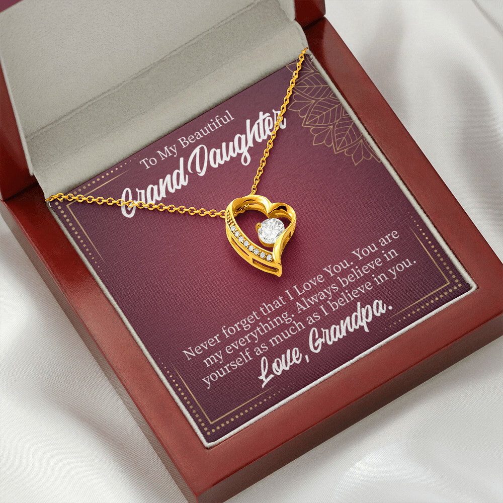 To My Granddaughter Never Forget Grandpa Forever Necklace w Message Card-Express Your Love Gifts