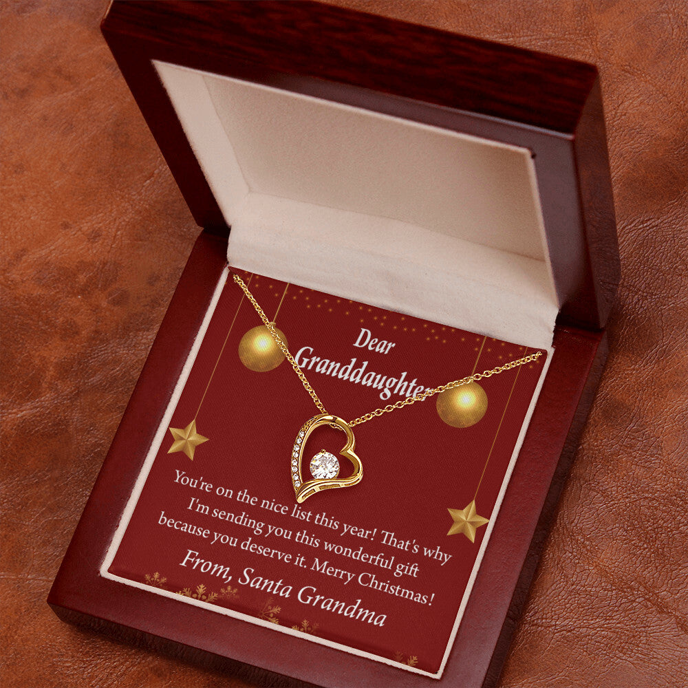 To My Granddaughter On The Nice List Christmas Message Forever Necklace w Message Card-Express Your Love Gifts