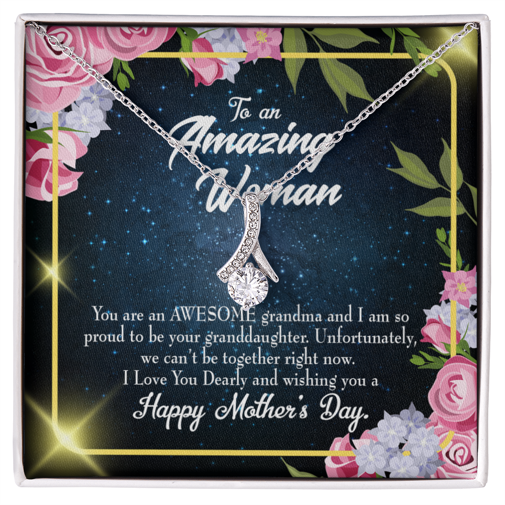 To My Grandmother Awesome Grandma Alluring Ribbon Necklace Message Card-Express Your Love Gifts